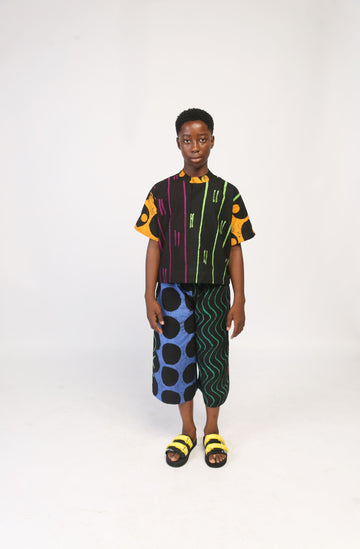 Dye Lab Kids Dark Tear Drop Multicolour Shirt & Wide Leg Culottes